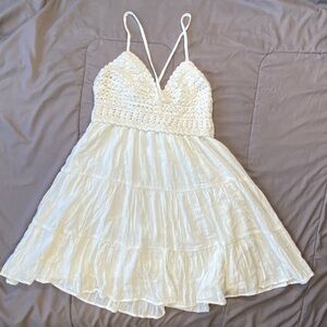 Aerie White Crochet Detail Dress